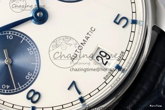 MIROTIME 0316 ZeroBulk Portuguese Real PR IW500715 SS AZF 1:1 Best Edition White Blue Dial on Blue Leather Strap A 7034